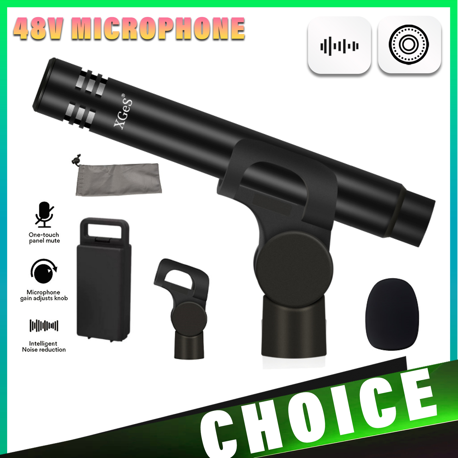 Xlr Microphone Condenser - 48V Wired Microphone Professional Studio Condenser