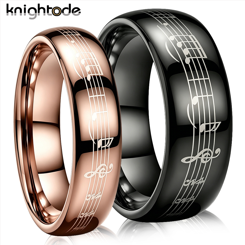 Audio Music Notes - 6mm 8mm Tungsten Carbide Piano Five-Line