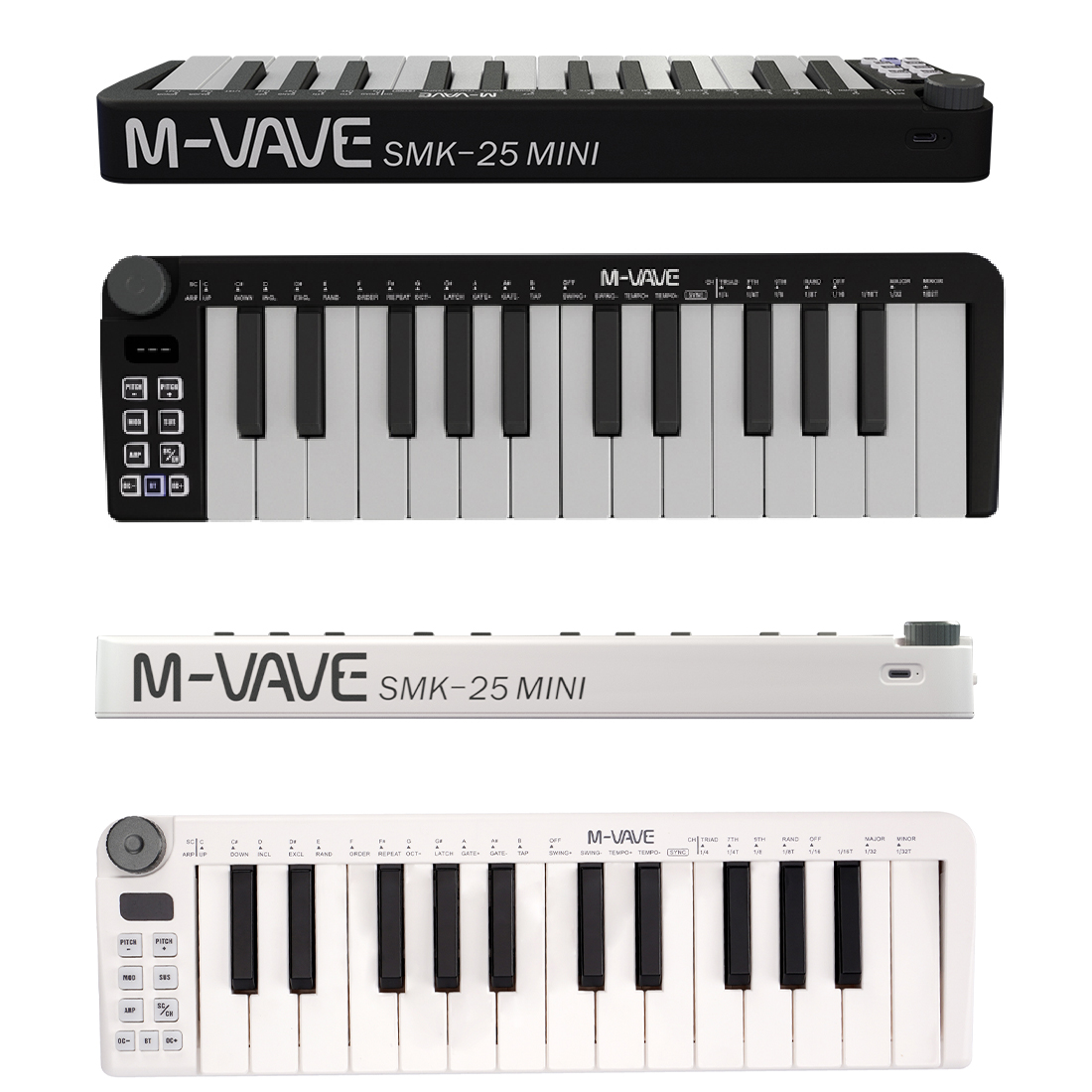 Midi Controller Pad - M-VAVE-Mini Teclado MIDI Recarregável 25 Teclas