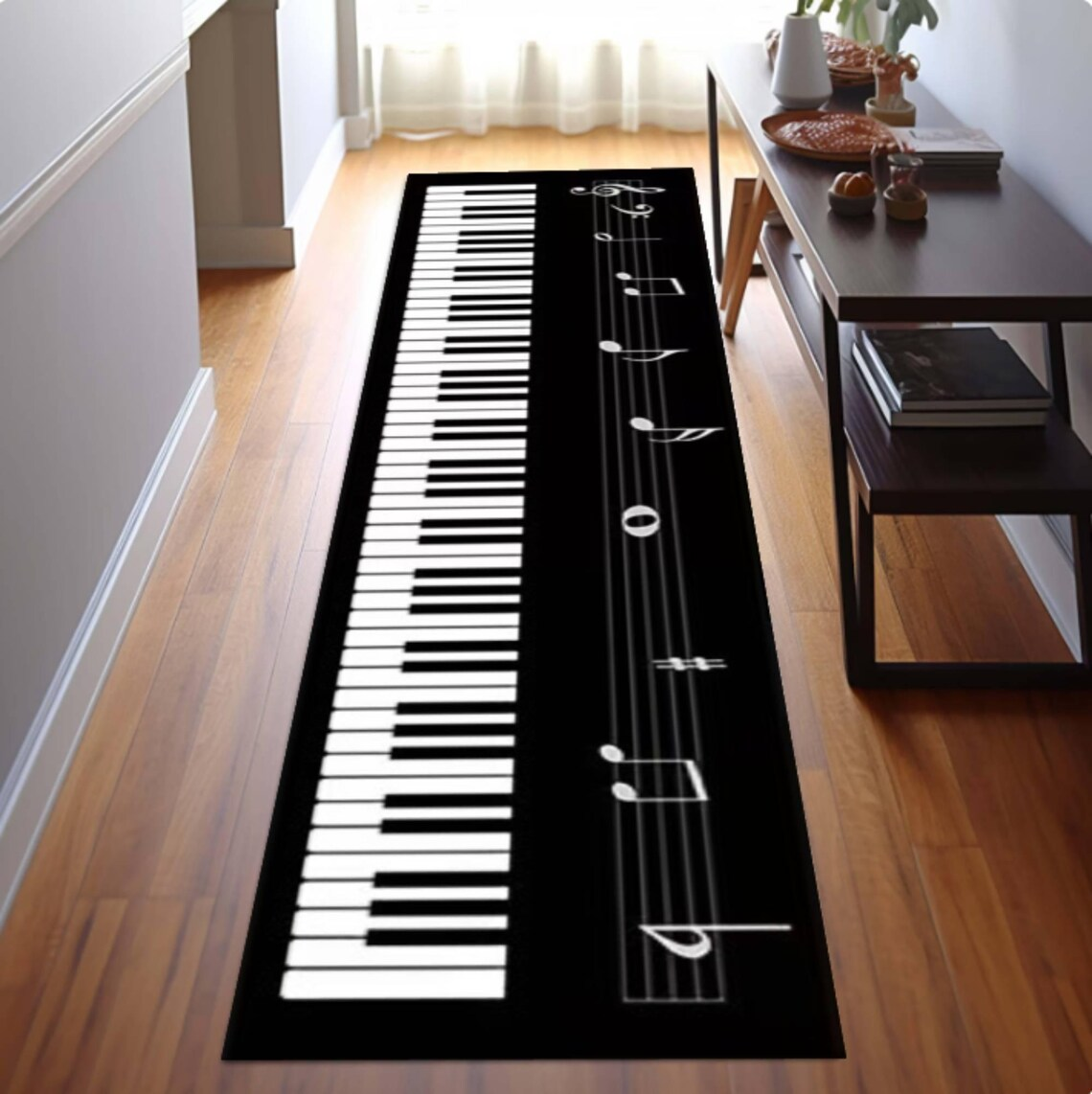 Audio Music Notes - Piano Keys Runner Rug Musical Notes