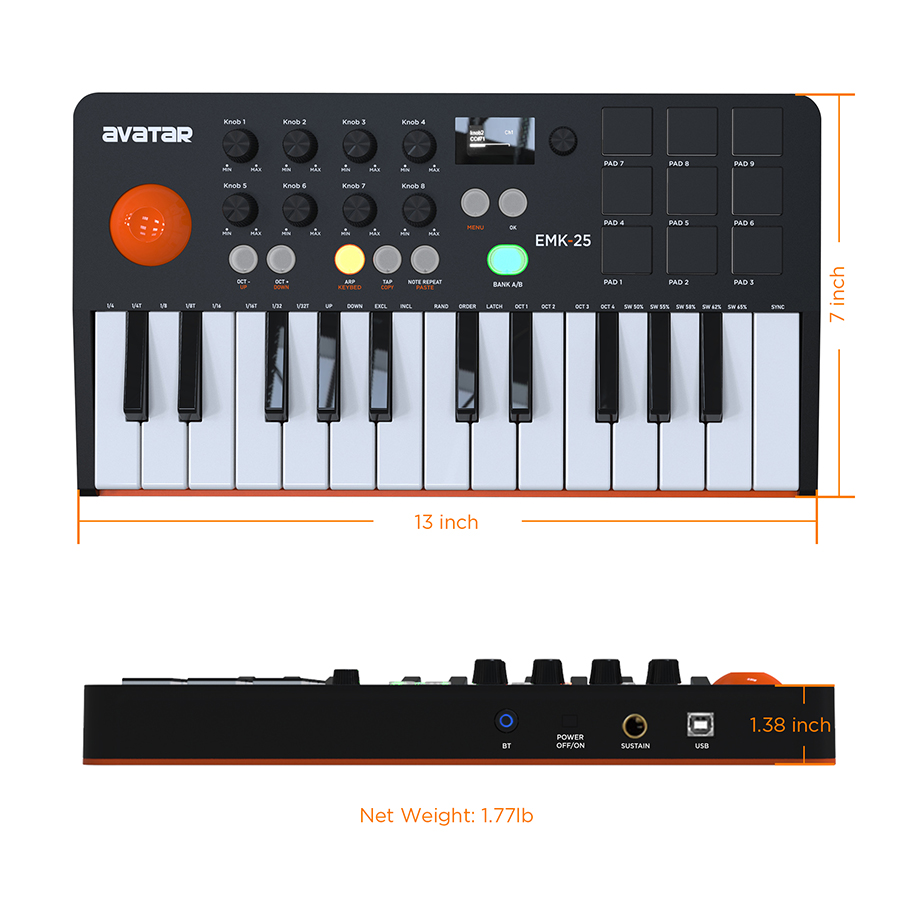 Keyboard MIDI Controller With  - Midi Controller Pad reseña y precio