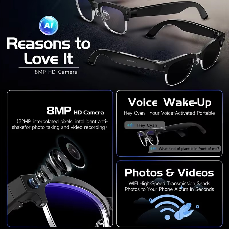 Smart Camera Glasses Photo and - Audio Music To Video Ai reseña y precio