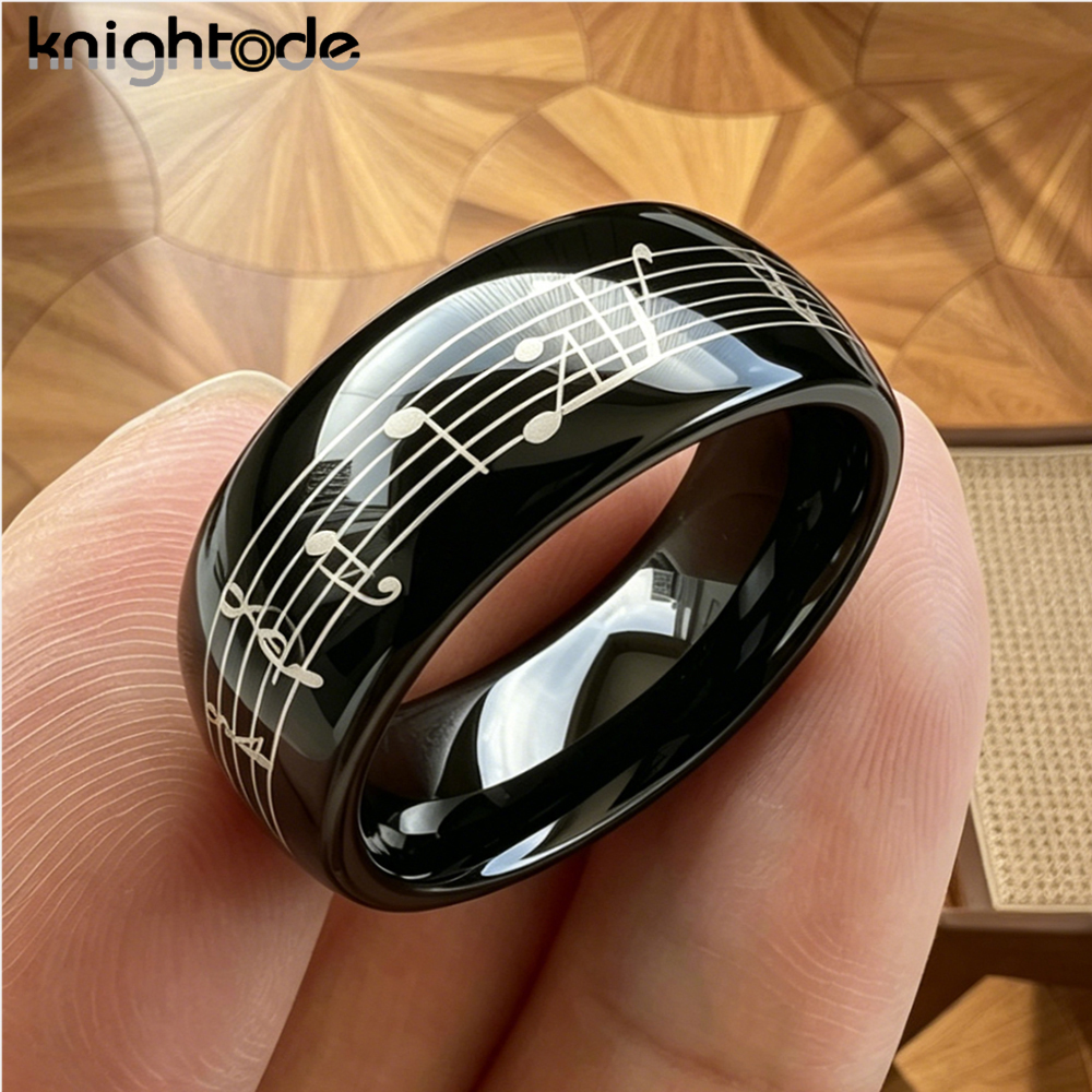 6mm 8mm Tungsten Carbide Piano - Audio Music Notes reseña y precio