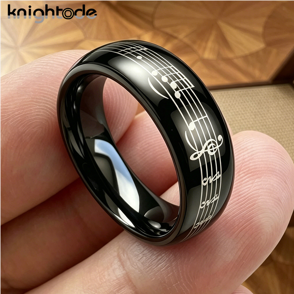 6mm 8mm Tungsten Carbide Piano - Audio Music Notes reseña y precio