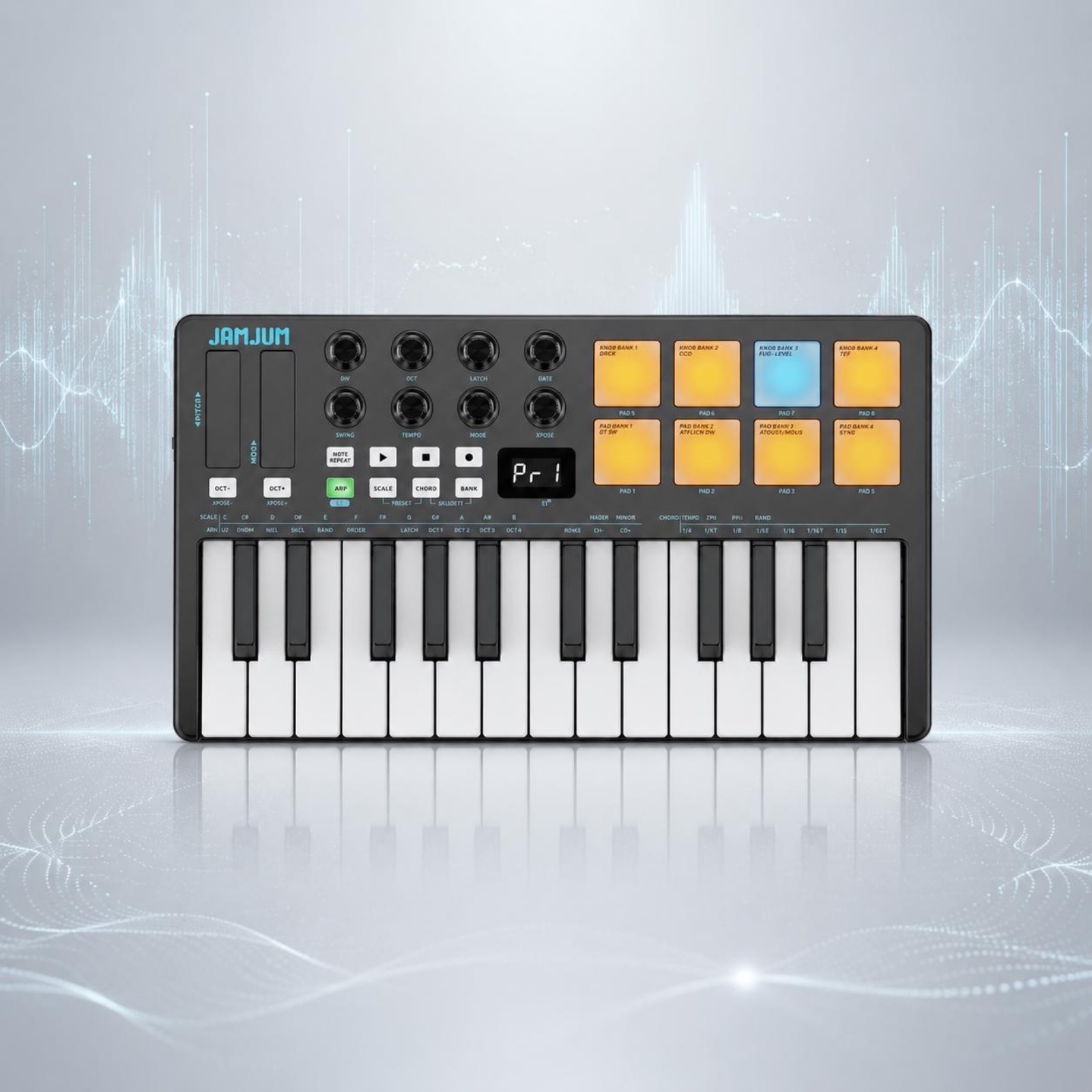 25-Key Keyboard Controller Bui - Midi Controller Pad reseña y precio
