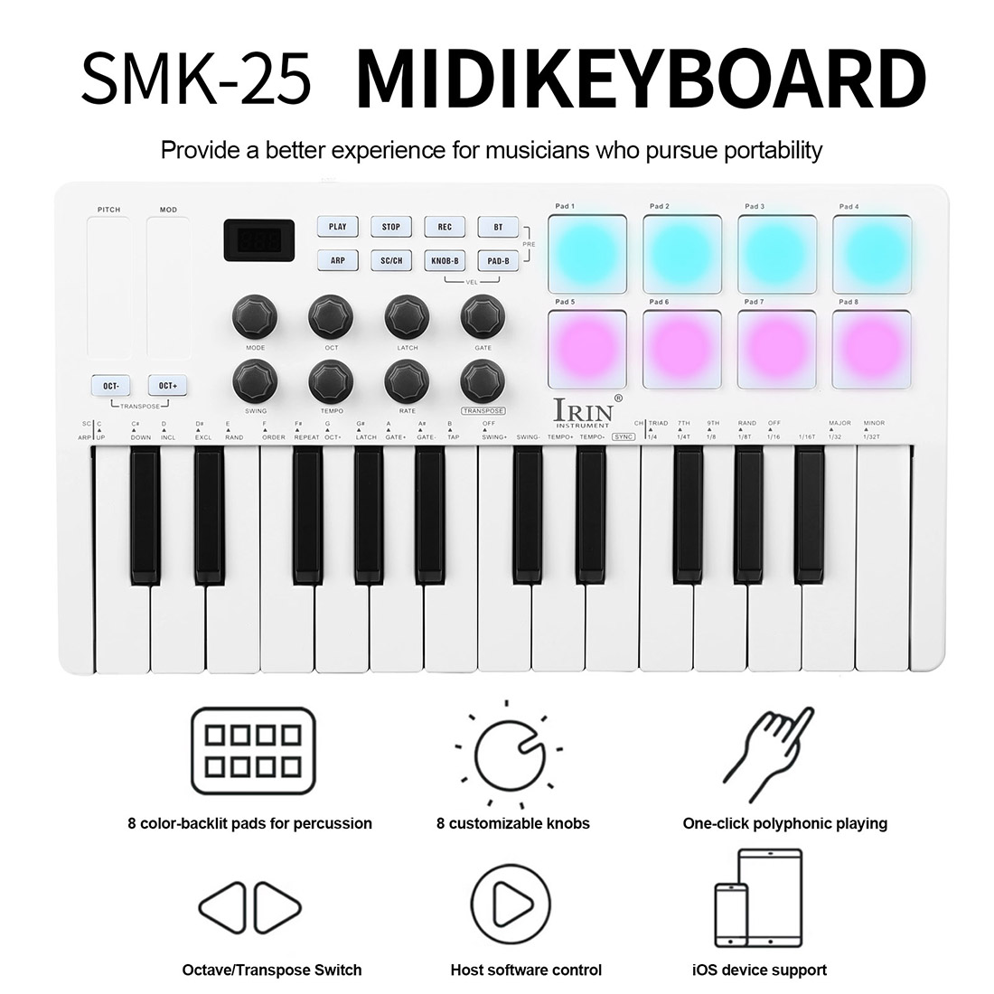 SMK-25  Portable Keyboard MIDI - Midi Controller Pad reseña y precio