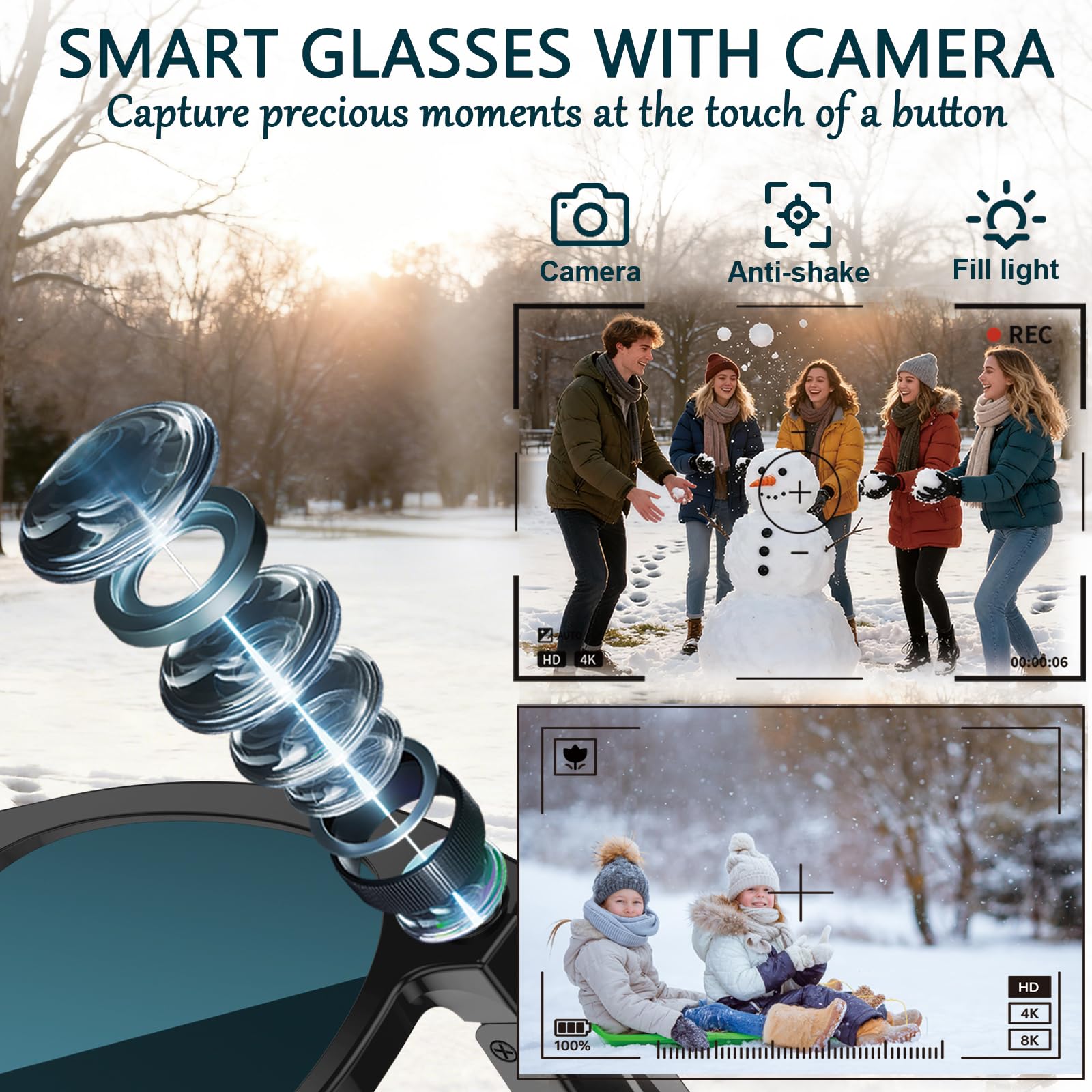 Black Smart Ai Glasses for Men - Audio Music To Video Ai reseña y precio