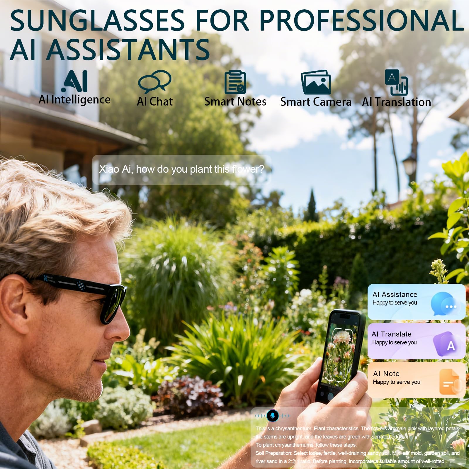 Black Smart Ai Glasses for Men - Audio Music To Video Ai reseña y precio