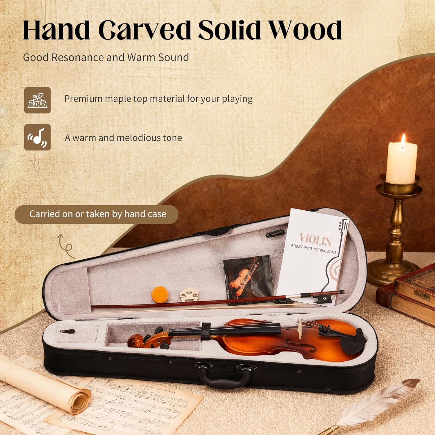 Full Size Acoustic Fiddle 4/4  - Violin Rosin Bow reseña y precio