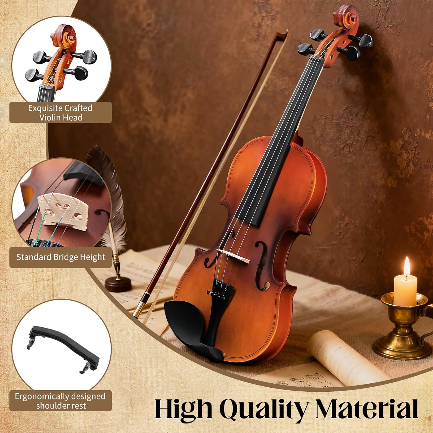 Full Size Acoustic Fiddle 4/4  - Violin Rosin Bow reseña y precio