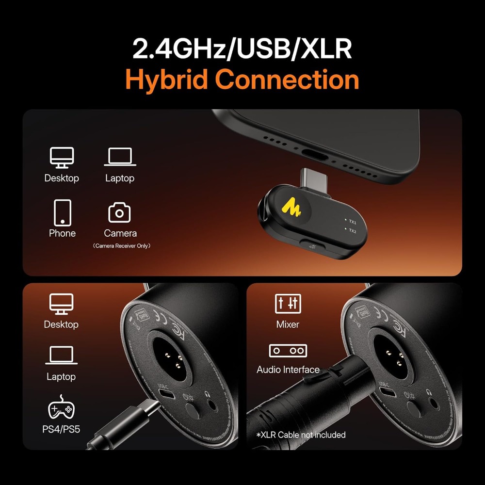 Hybrid Wireless Podcast Mic fo - Xlr Microphone Condenser reseña y precio