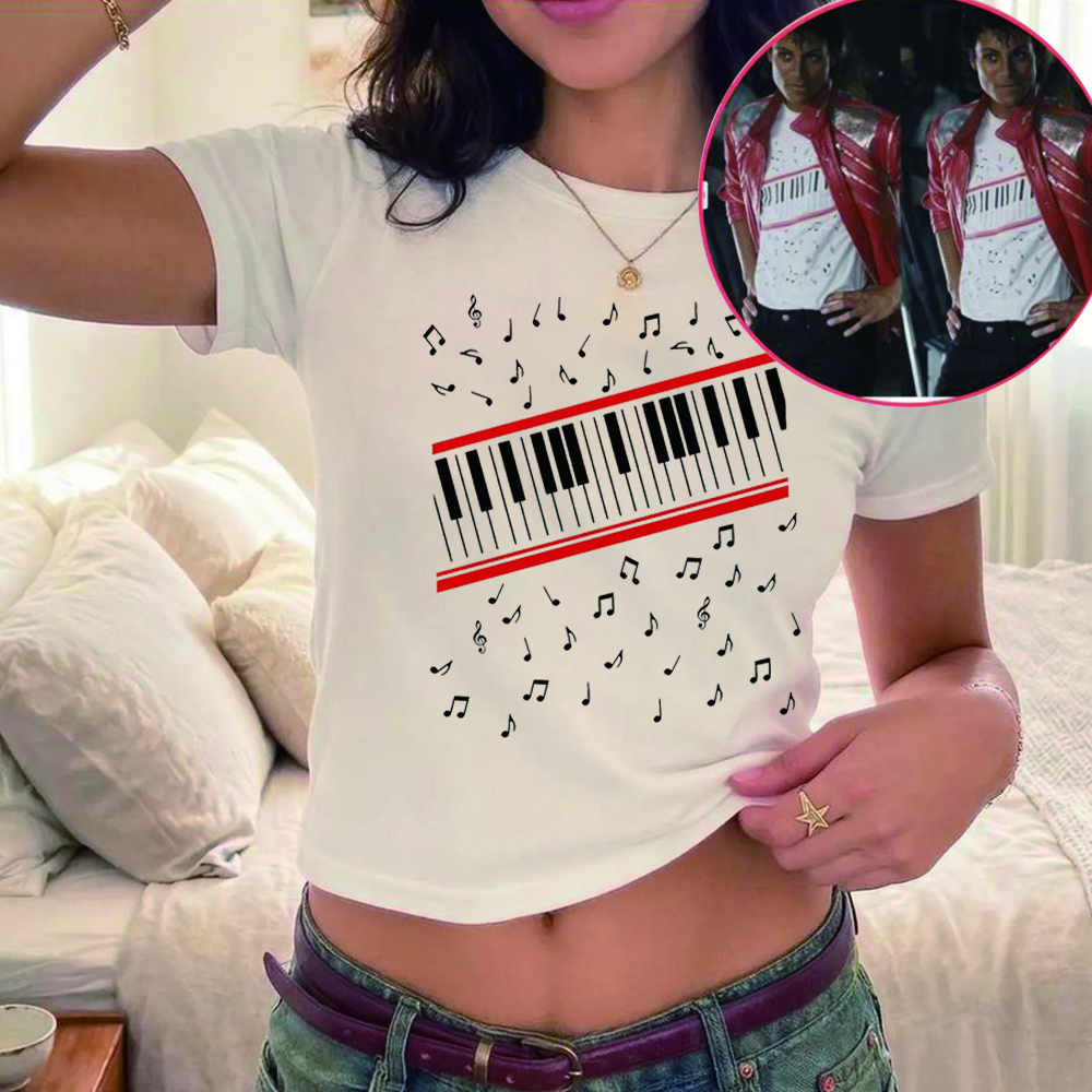 MJ Beat It Crop Top Piano Musi - Audio Music Notes reseña y precio