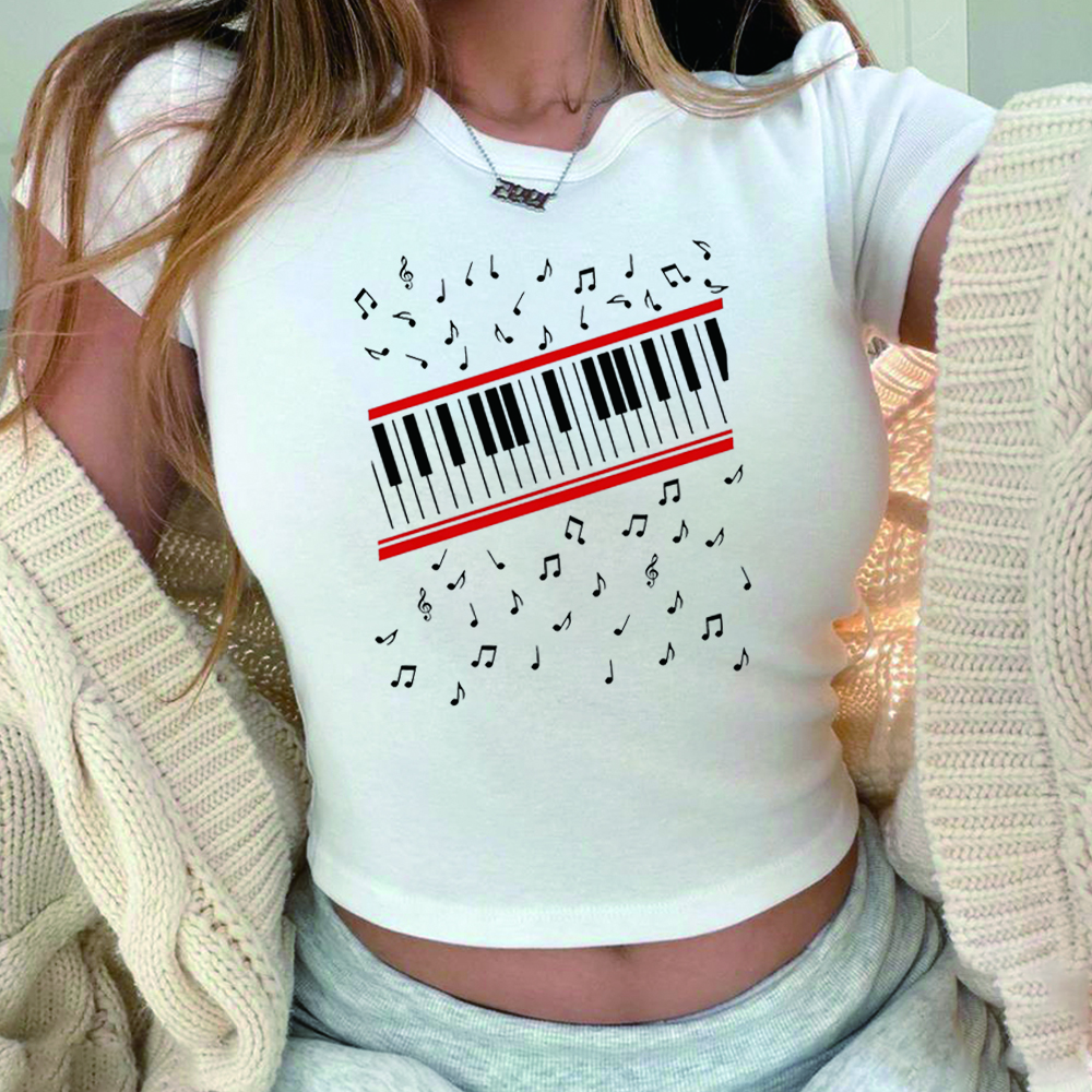 MJ Beat It Crop Top Piano Musi - Audio Music Notes reseña y precio