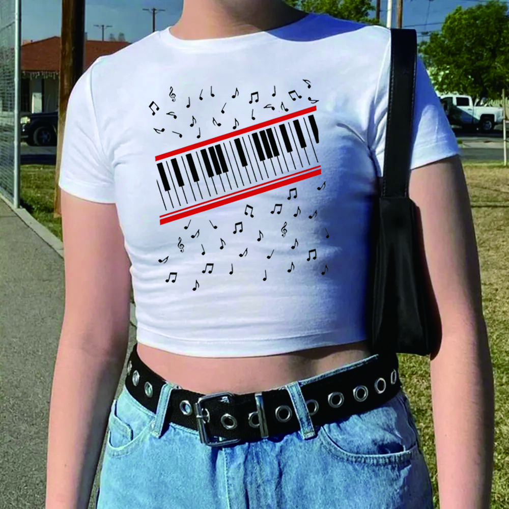 MJ Beat It Crop Top Piano Musi - Audio Music Notes reseña y precio
