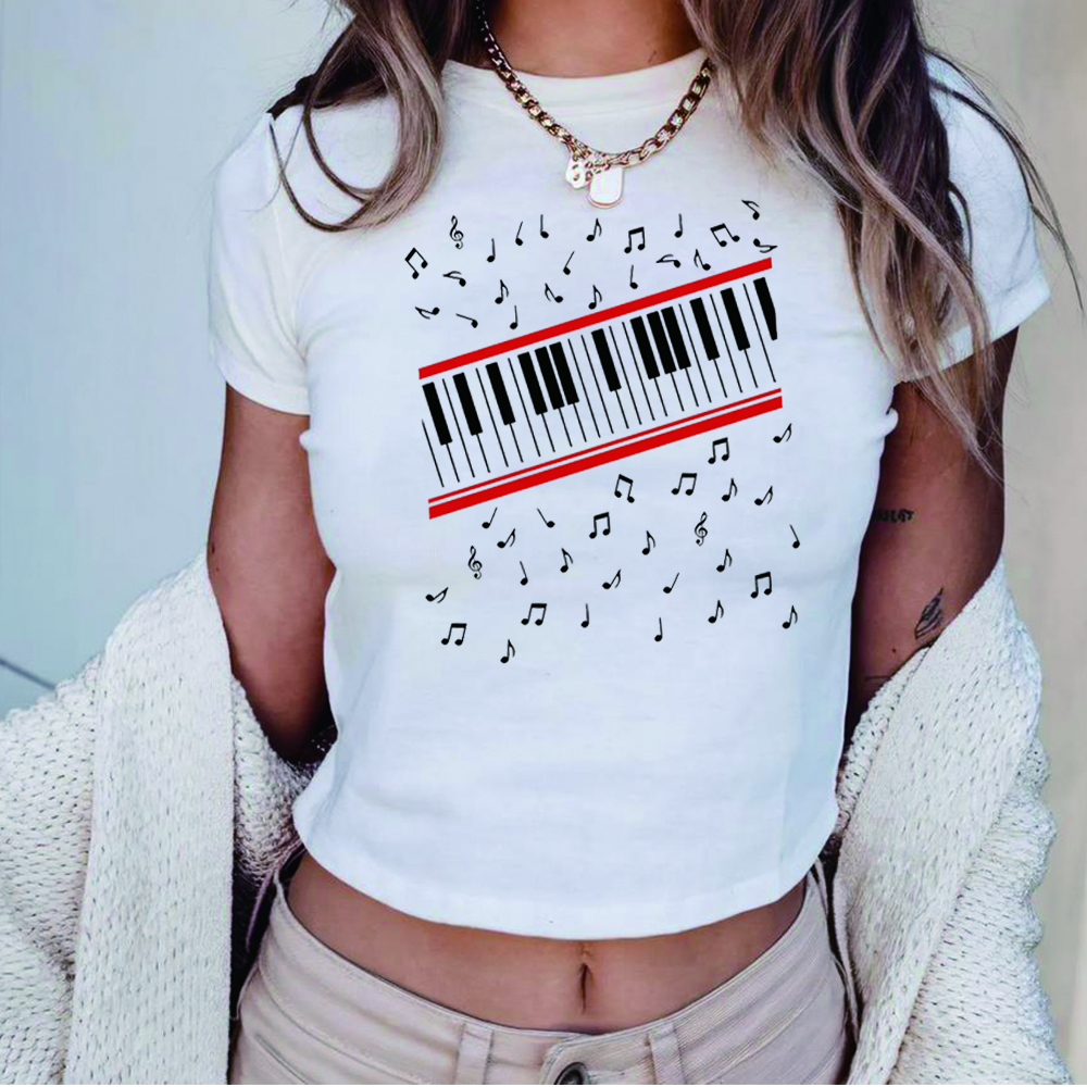 MJ Beat It Crop Top Piano Musi - Audio Music Notes reseña y precio