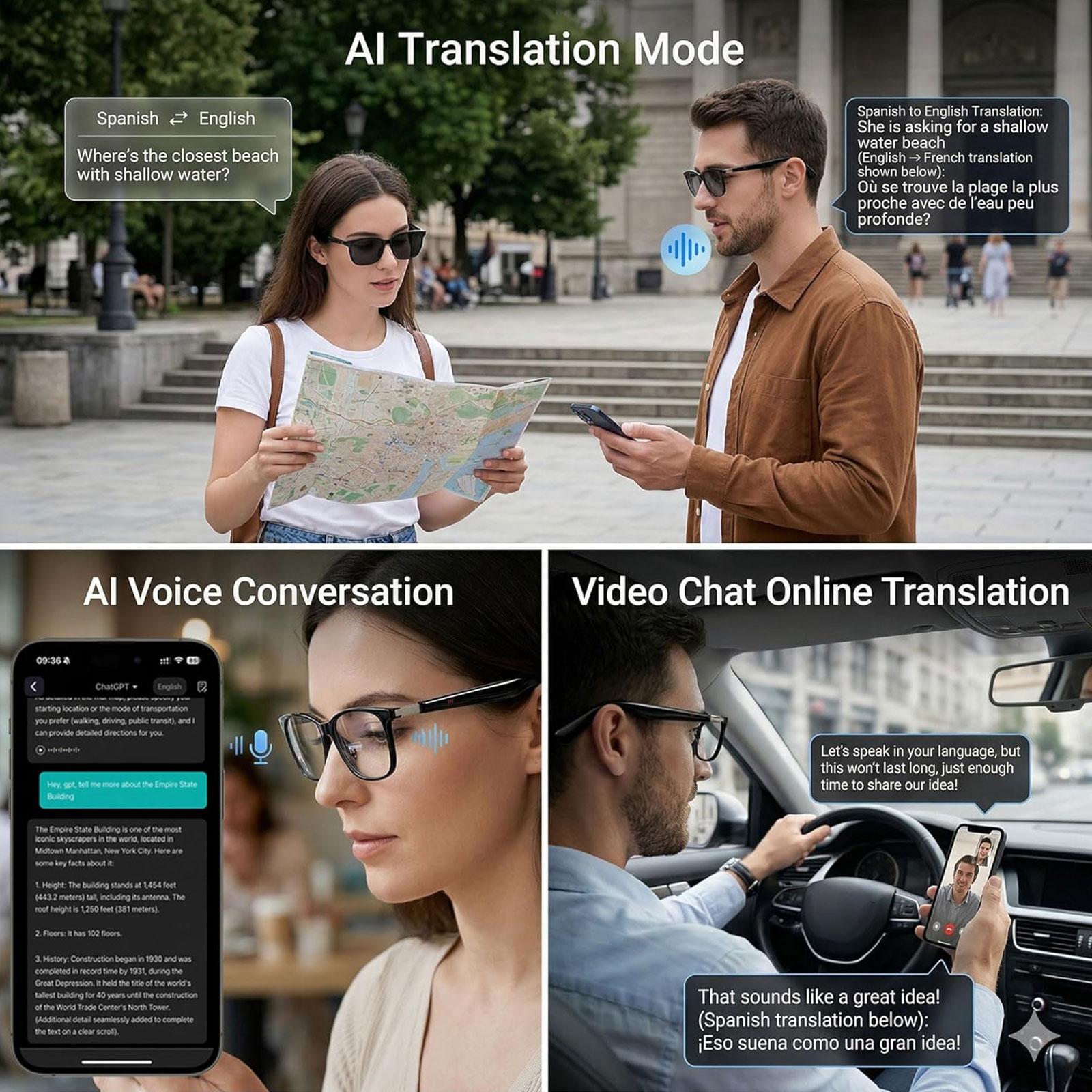 Smart Audio Glasses with Real- - Audio Music Hifi reseña y precio