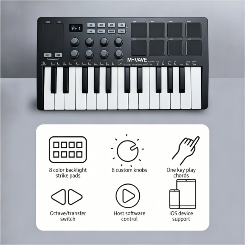 M-VAVE SMK-25 Black Portable M - Midi Controller Pad reseña y precio